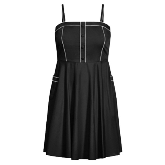 VINTAGE STYLE ☆ PIN-UP ☆ BLACK with WHITE PIPING DRESS ☆ 22w ☆ NWT - Picture 8 of 11